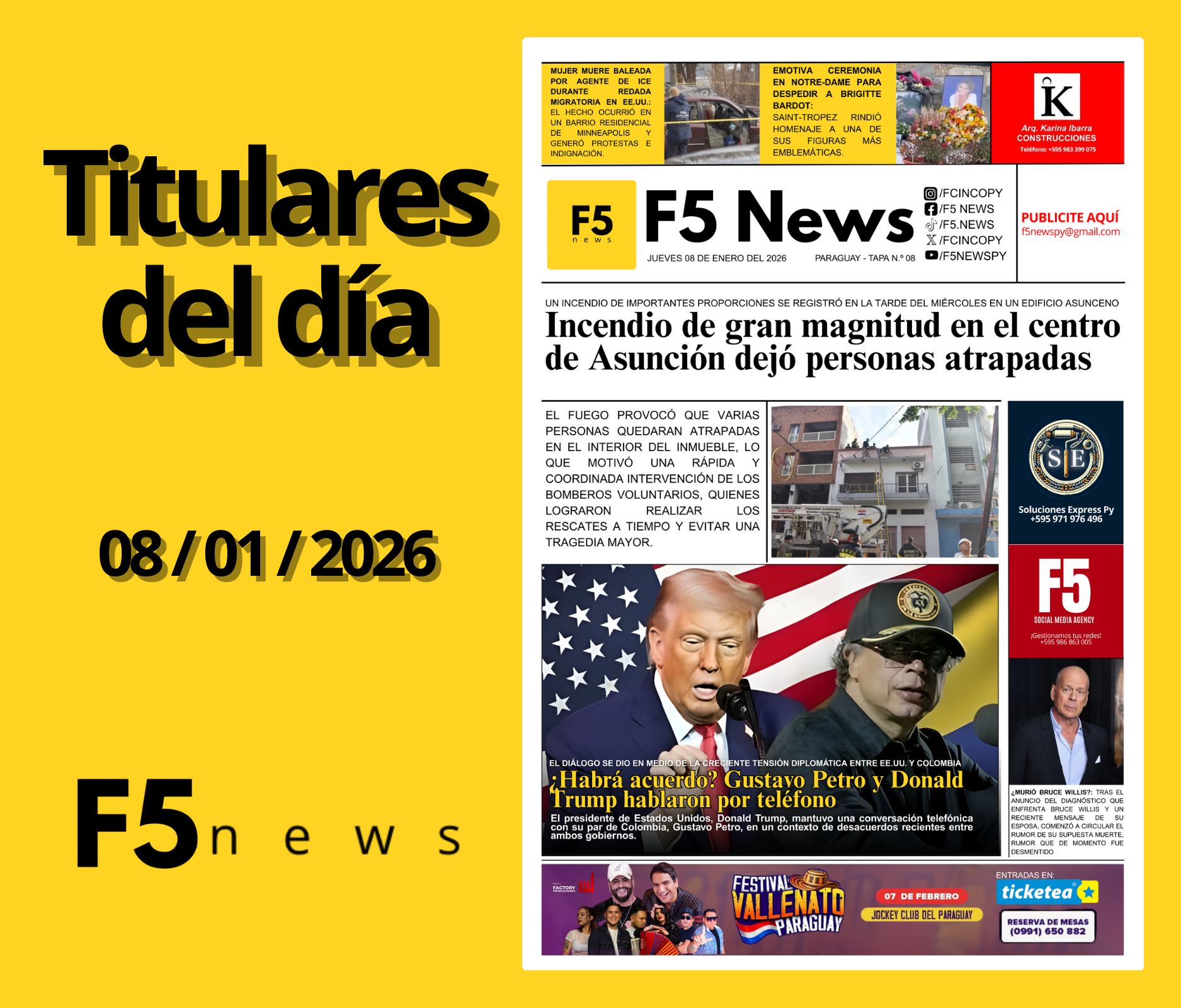 Principales títulos del 08 de enero del 2026.